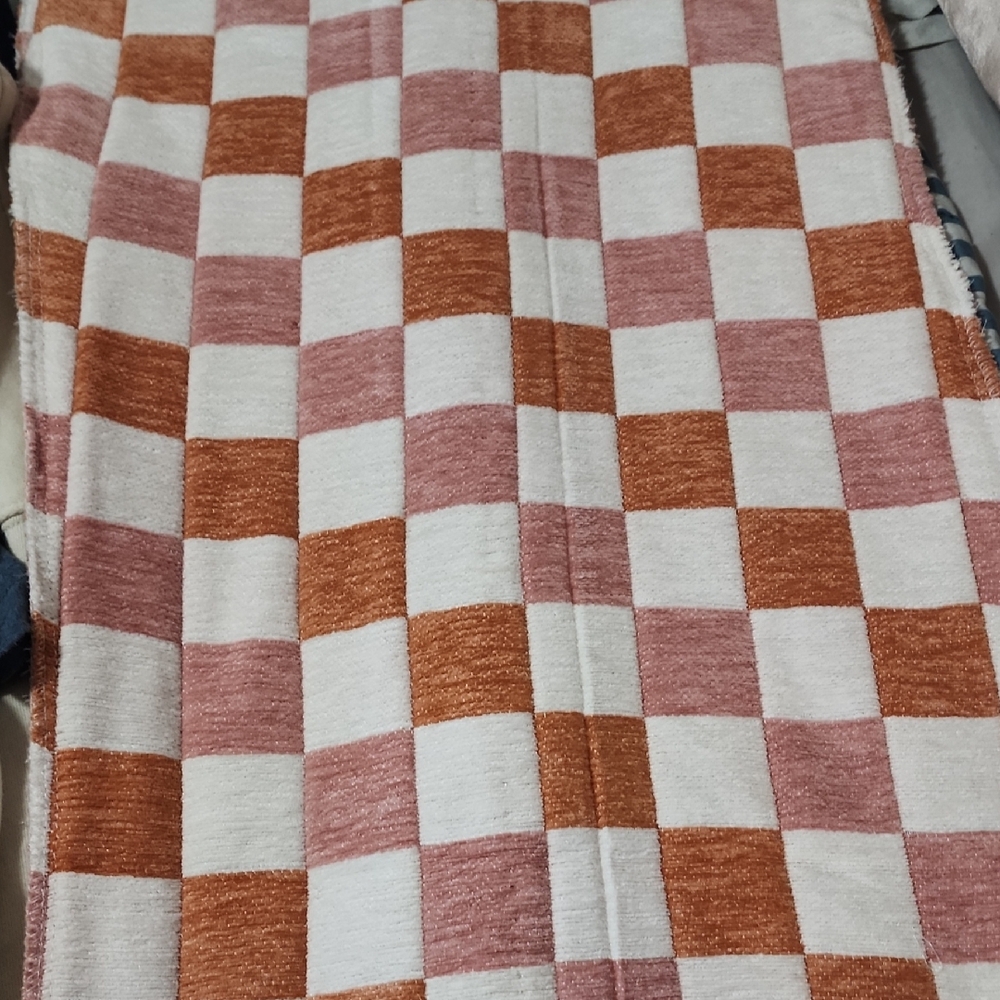 Checkered Pink and Orange Blanket